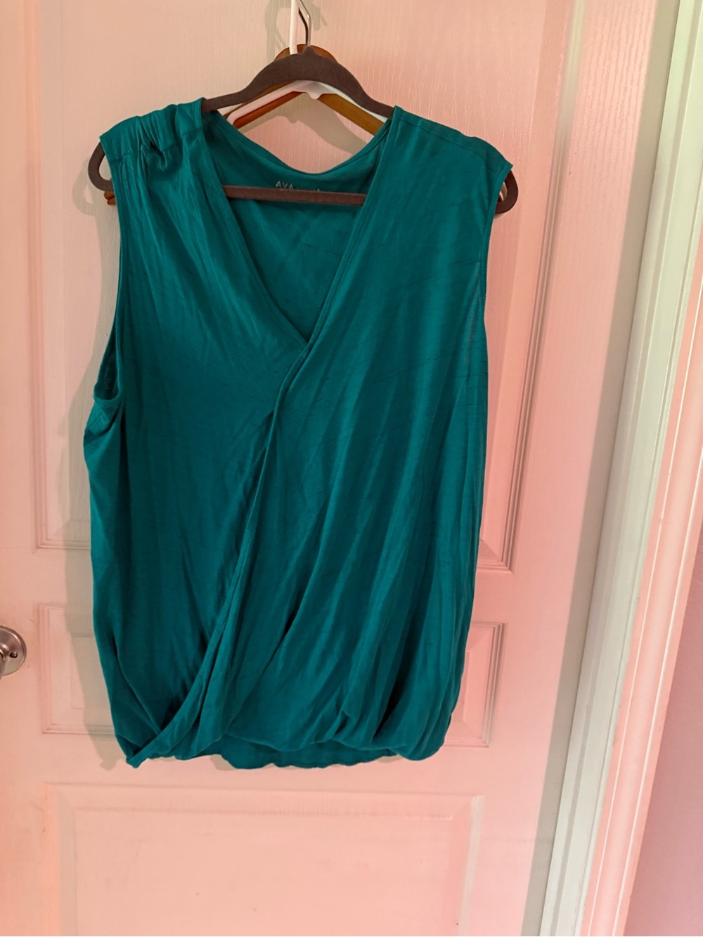 Ava & Viv Teal Draped Sleeveless Wrap Tank